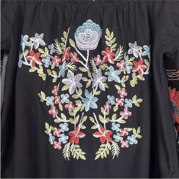 Free People Fleur Du Jour Embroidered Off Shoulder Mini Dress XS - Picture 3 of 11